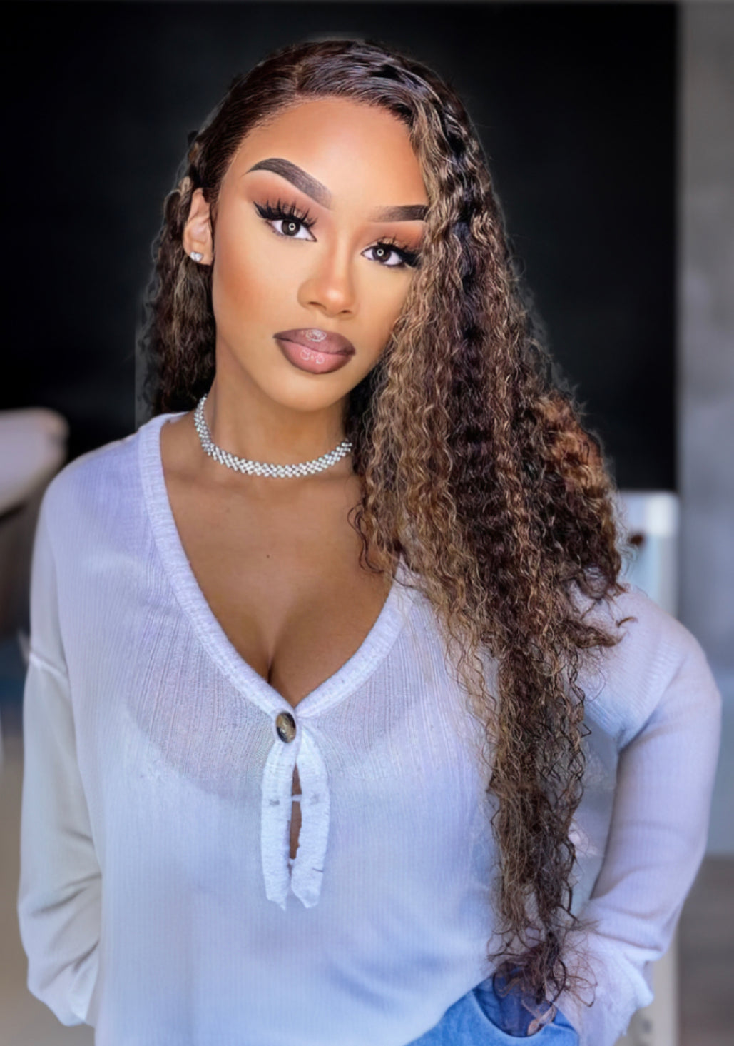 Lushlanes 4x4 Lace Closure Jerry Curly #FB30 Brown Balayage Color