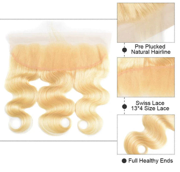 Lushlanes 613 Blonde Body wave 4 Bundles with
13*4 Frontal Human Virgin Hair transparentlace