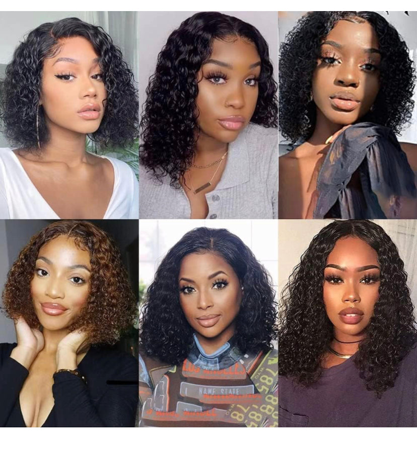 Lushlanes Curly Pixie Cut Wig Human Hair Wigs V Part Human Hair Wig No Leave Out Brazilian Human Hair Wig For Black Women Curly Bob Wig 150%
