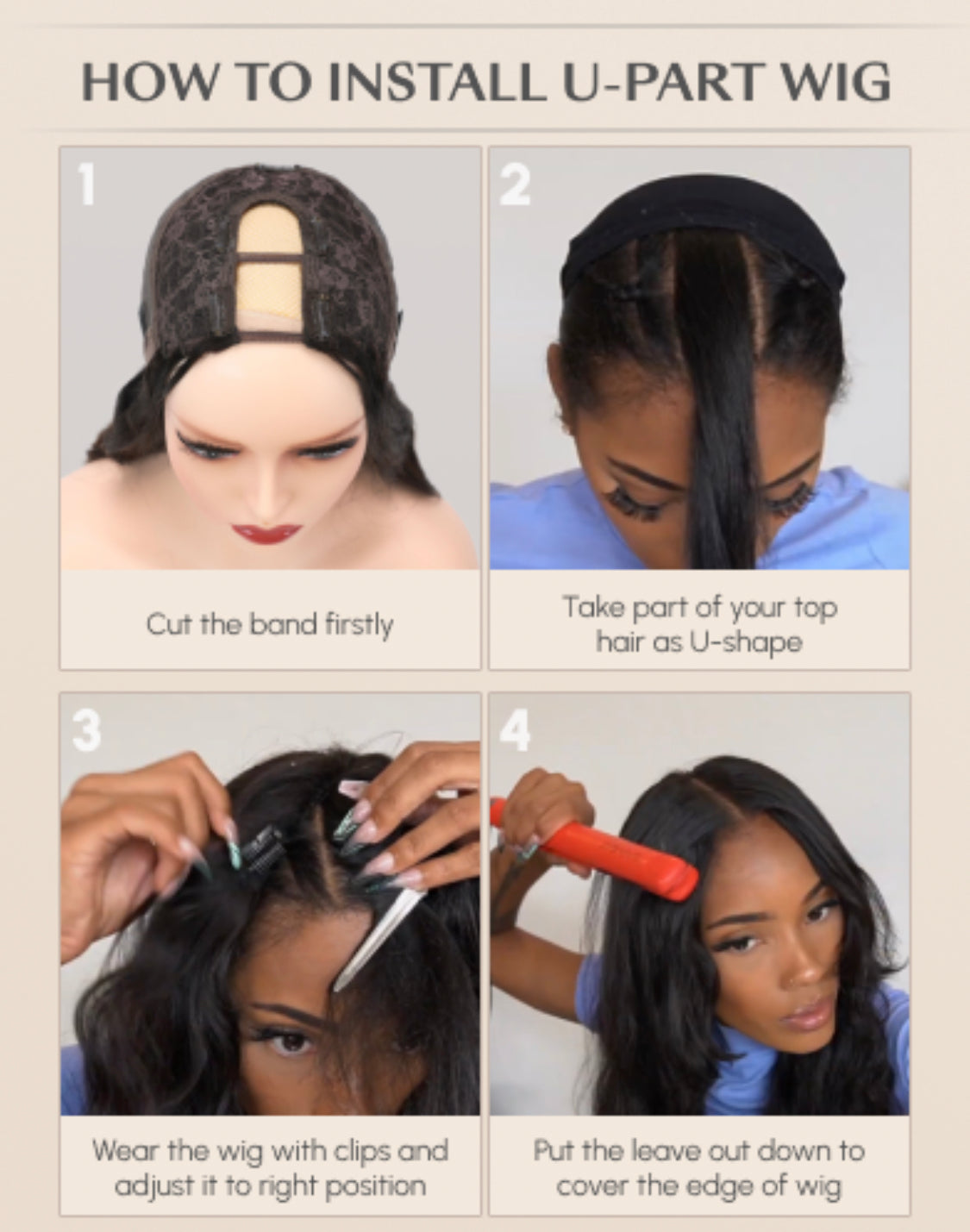 Lushlanes Body Wave U Part Hair Wig Natural Color Wigs For Women 150%