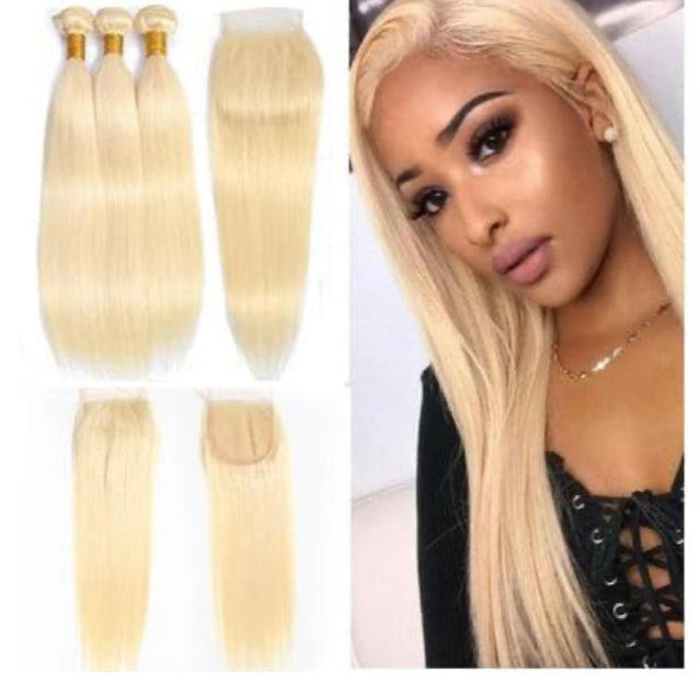 Lushlanes 613 Blonde 3
Bundles Straight with 4*4 closure Human Virgin Hair