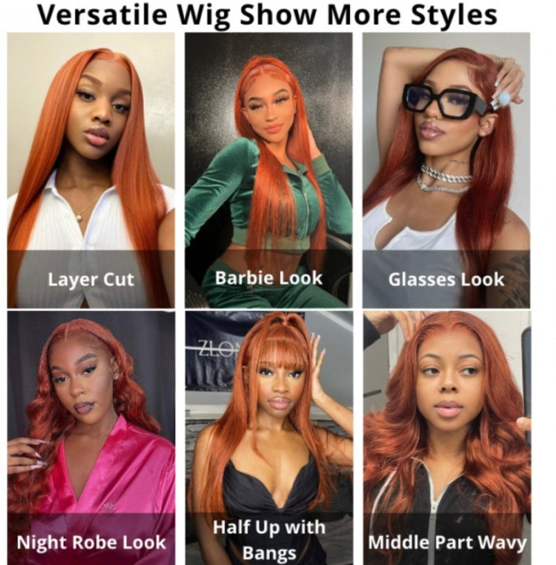Lushlanes Copper Brown 13×4 Lace Front Body Wave Wig Ginger
Brown 150% Density Pre plucked Hairline