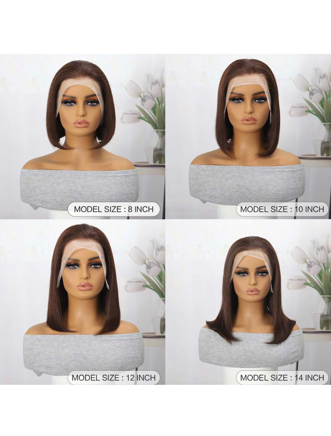 Lushlanes Cheveux humains brésiliens vierges avec frontal en dentelle HD non transformés #4, naissance de cheveux naturelle, pré-épilés avec cheveux de bébé, couleur marron, 150 % pour femme, 13 x 4 cm
