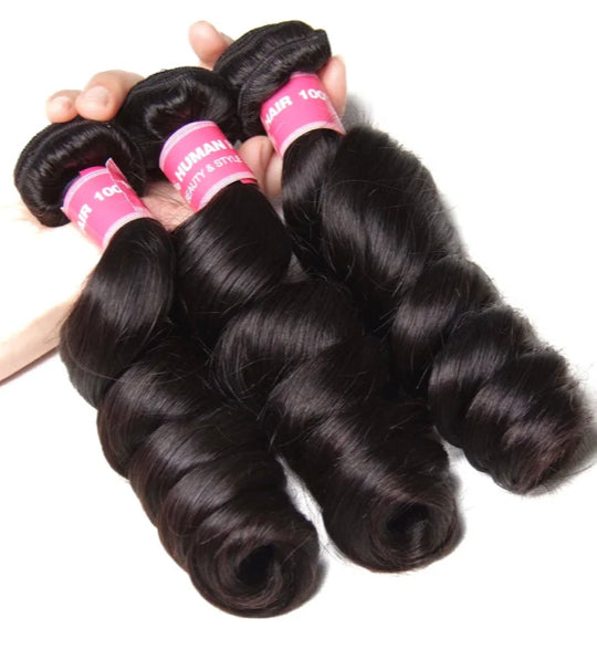 Lushlanes Loose Wave 3 Bundles With 13x4 Lace Frontal Brazilian Hair