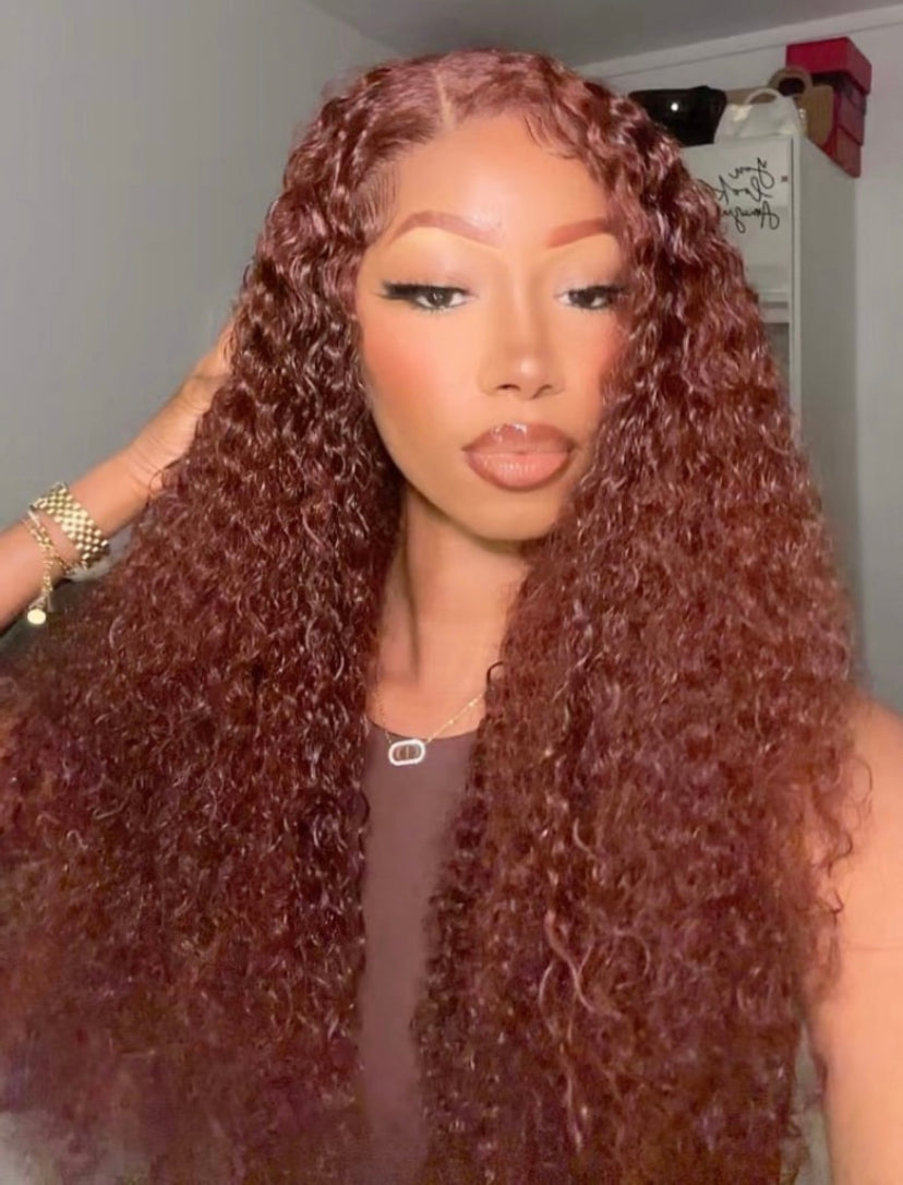 Lushlanes hair Closure RedBrown Curly 150%