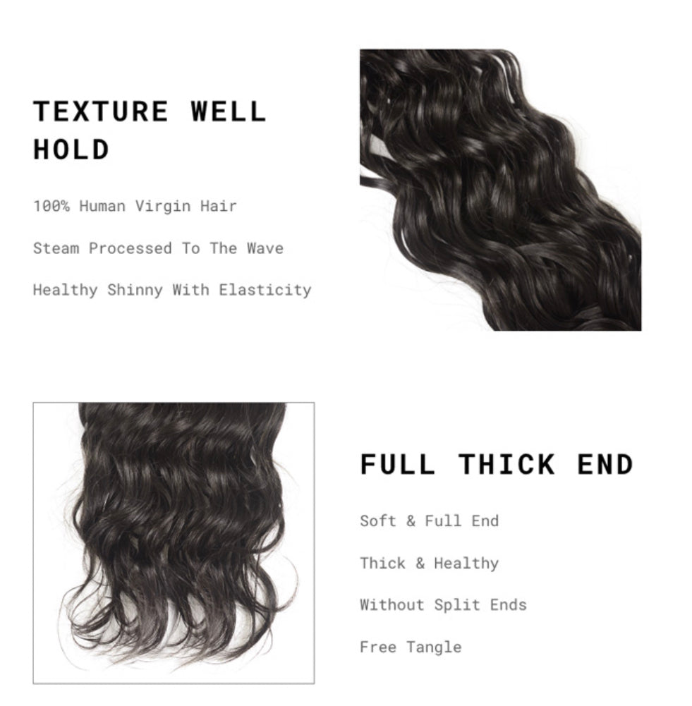 Lushlanes cheveux naturels ondulés cheveux humains dentelle frontale 13x4