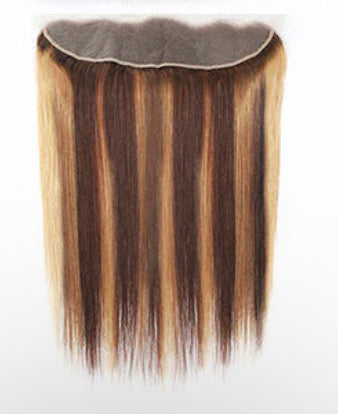 Lushlanes Highlight P4/27 Straight 4 Bundles With 13X4 Lace Frontal Peruvian Hair