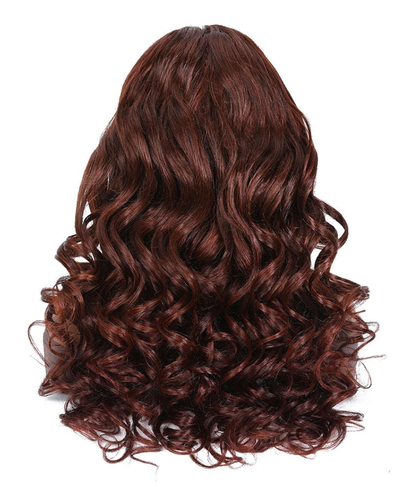 Lushlanes Reddish Brown 13×4 Lace Front Body Wave Transparent Lace Wigs Perfect Color For Women 180% Density