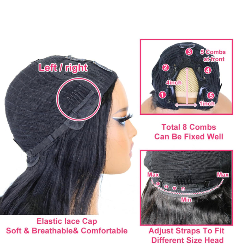Lushlanes Body Wave U Part Wig Human Hair For Black Women Brazilian 150%