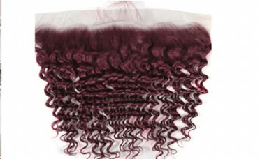 Lushlanes Red Bundles #99j Deep Wave 4 Bundles with 13x4 Frontal with transparent lace