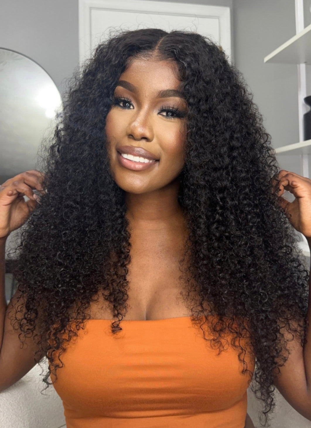 Lushlanes natural black Jerry curly 4x4 free part lace up closure