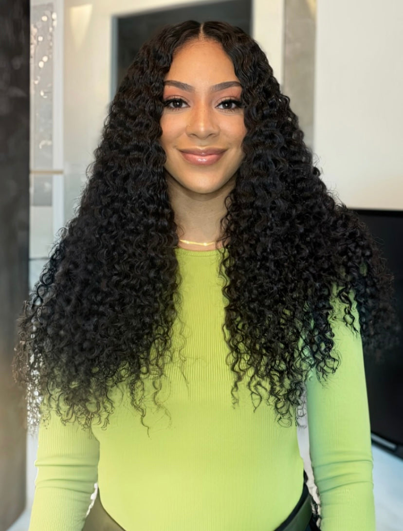 Lushlanes Jerry Curly Hair 4 Bundles with Upgrade T Part Closure Middle Part Virgin Hair for Women
