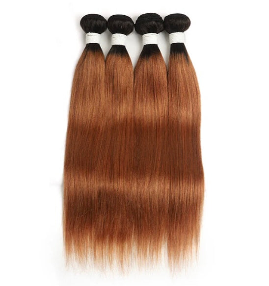 Lushlanes 1B/30 Ombre Straight Hair 4Bundles With 13x4 Lace Frontal Pre Colored