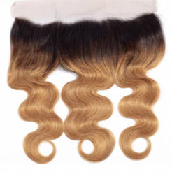 Lushlanes 1B/27 Ombre Body Wave 3 Bundles With 13×4 Lace Frontal Pre Colored