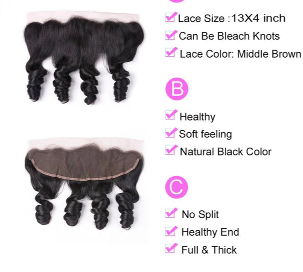 Lushlanes Loose Wave 3 Bundles With 13*4 Lace Frontal 100% human hair
