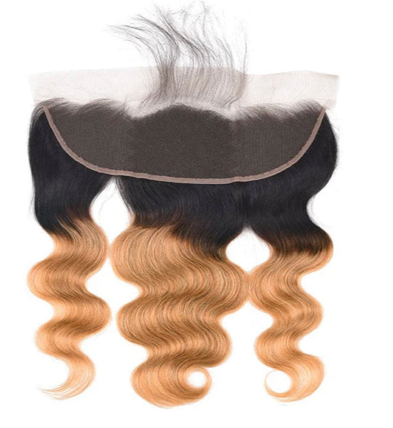 Lushlanes 1B/27 Ombre Body Wave 3 Bundles With 13×4 Lace Frontal Pre Colored