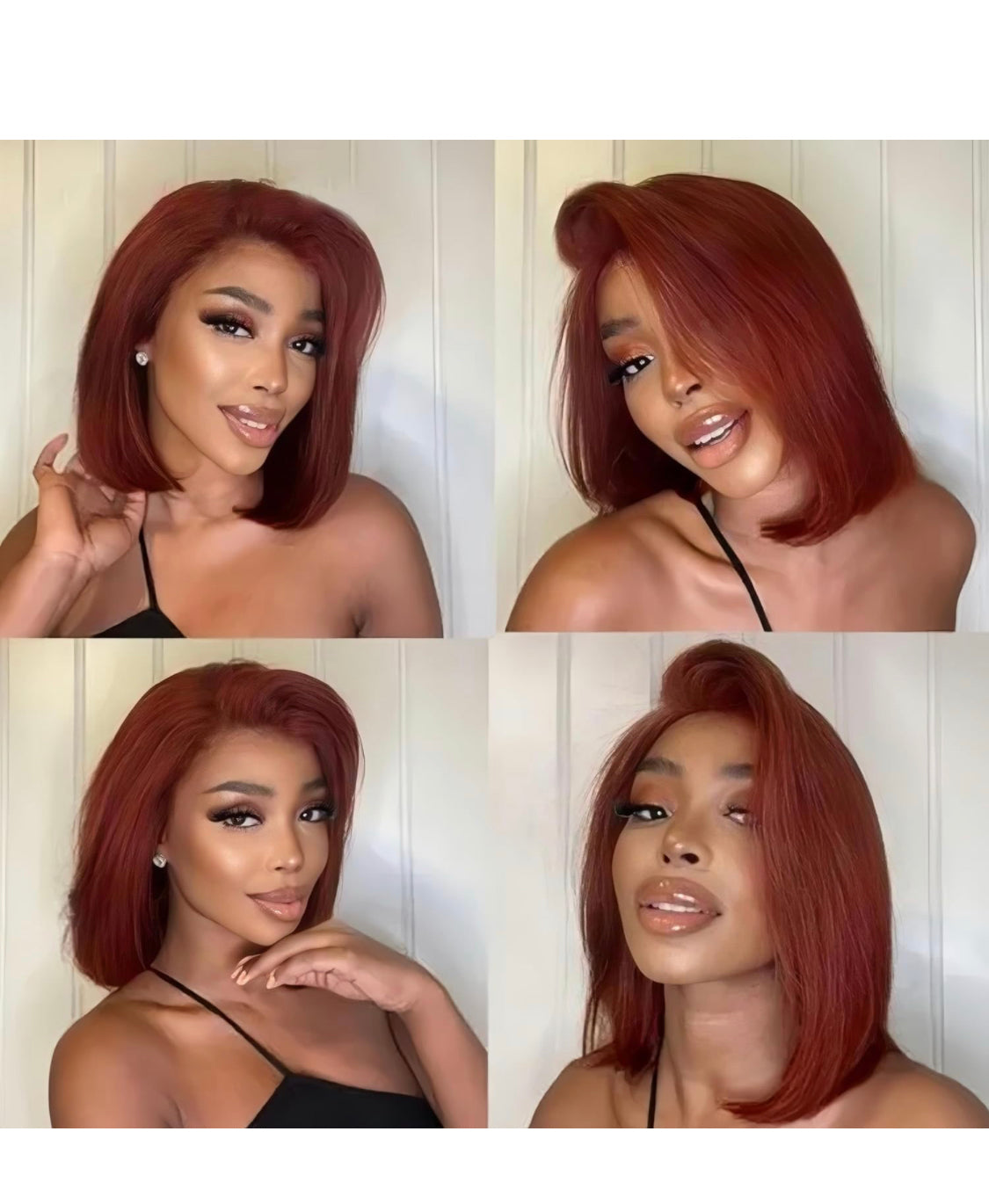 Lushlanes Bob Human Hair Reddish Brown, Straight Bob Lace Front Human Hair Wigs 180% Density 13X4 Lace Frontal Colored Bob Wig for Women