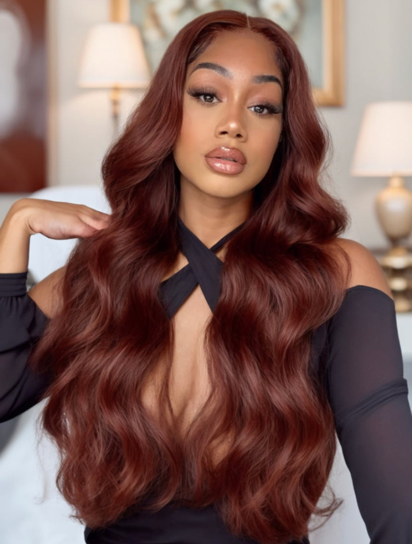 Lushlanes hair Glueless Lace Reddish Brown Body Wave 180% Density