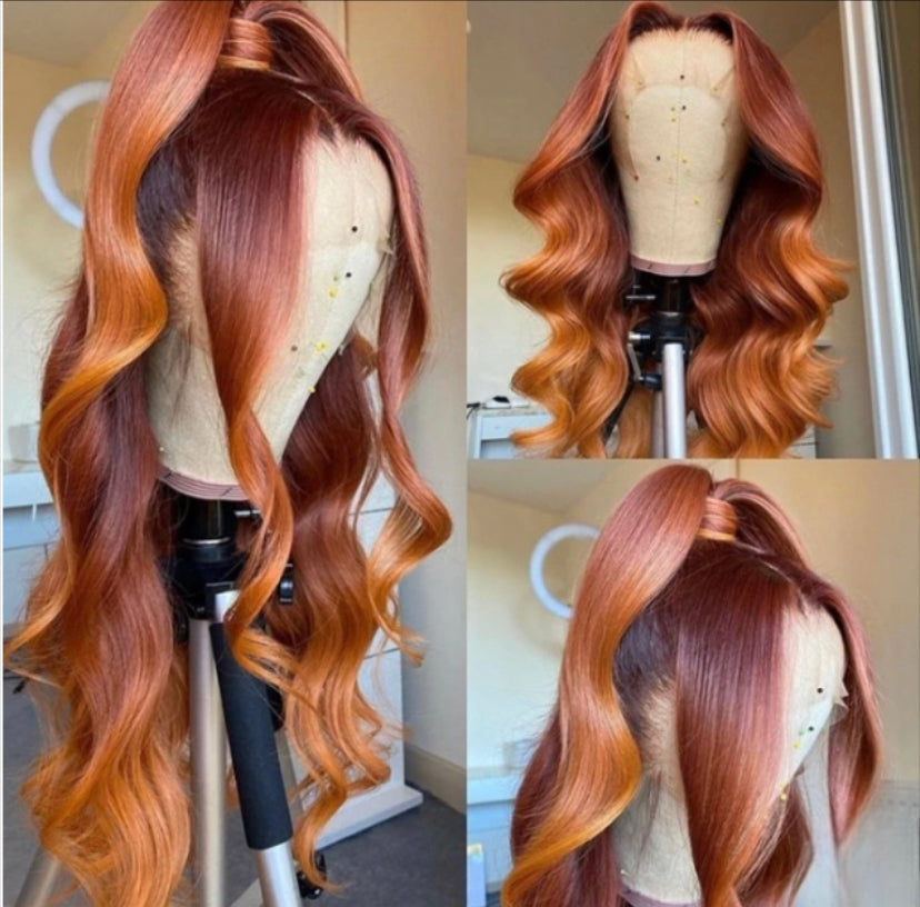 Lushlanes Mix Color Straight 13×4 Lace Front Human Hair Wig for Women 150% Density