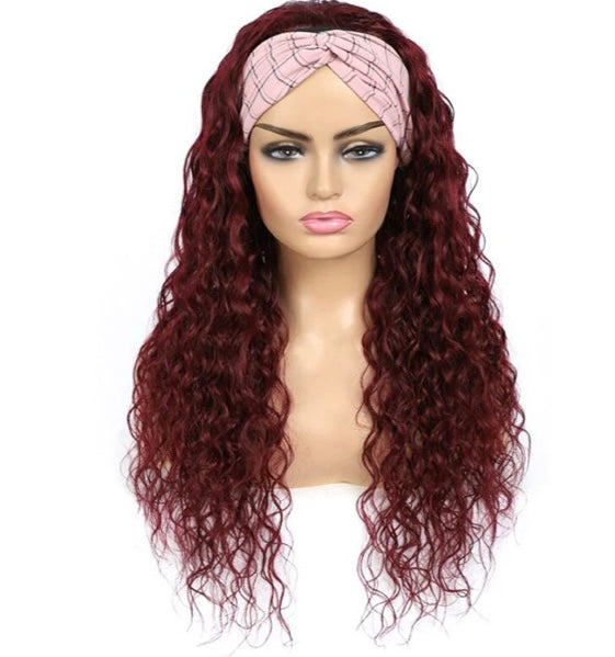 Lushlanes 991 Colored Water Wave Human Hair Wigs Indian Headband Wig For Black Women Long Hair