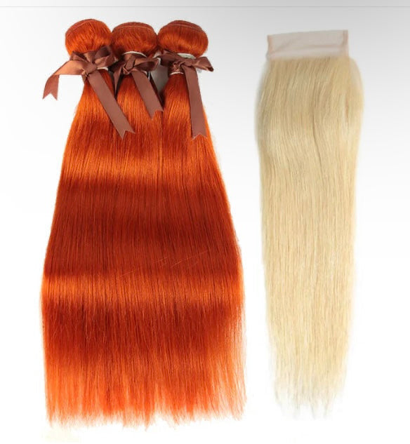 Lushlanes Ginger Blonde
Straight Closure
Hair with 3 Bundles