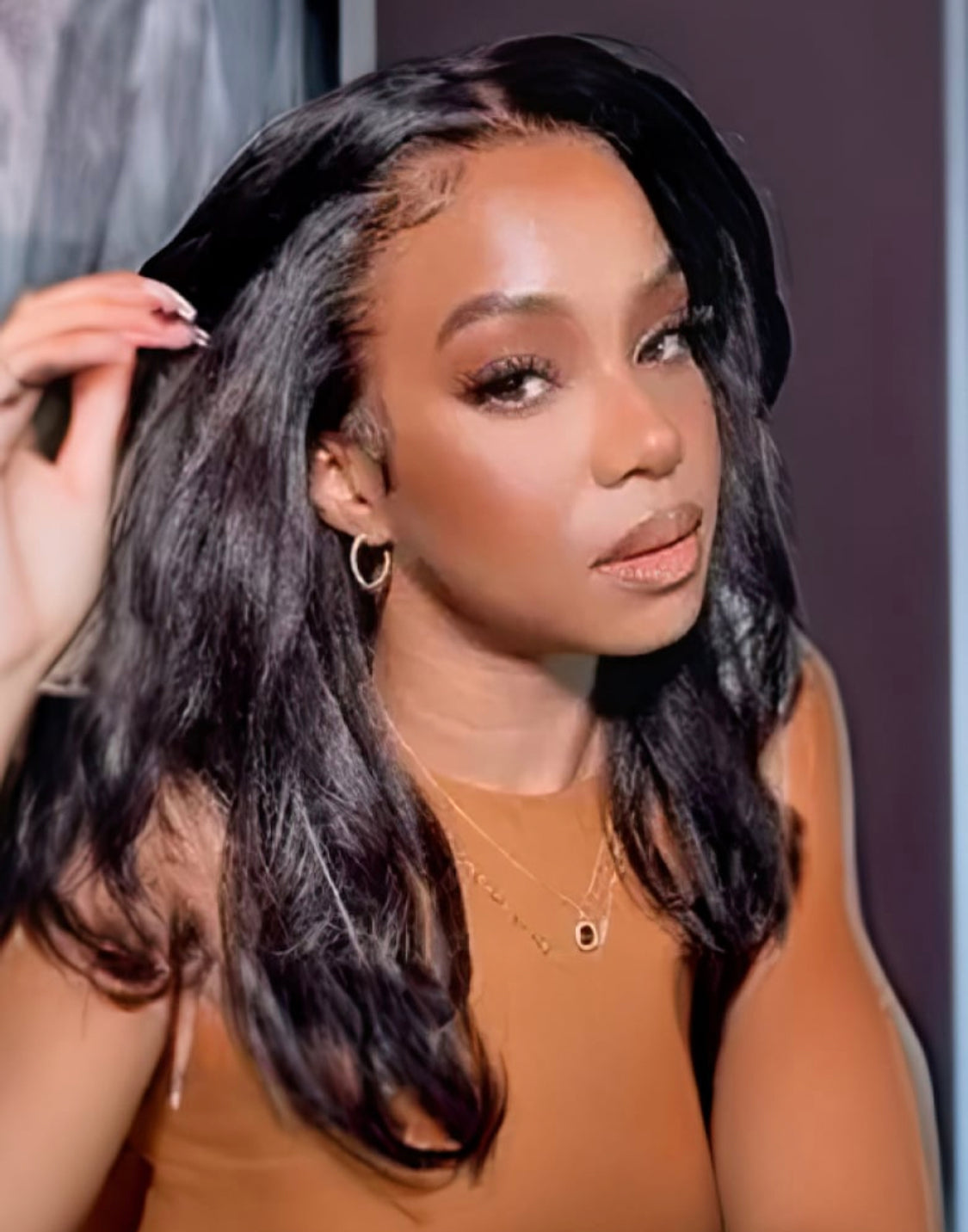 Lushlanes New U Part Kinky Straight Natural Black Glueless Wig 150%
