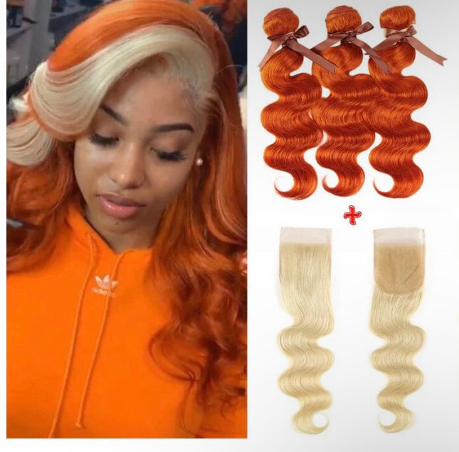Lushlanes #350 Ginger
Body Wave 3 Bundles
With # 613 Blonde 4×4 HD
Lace Closure