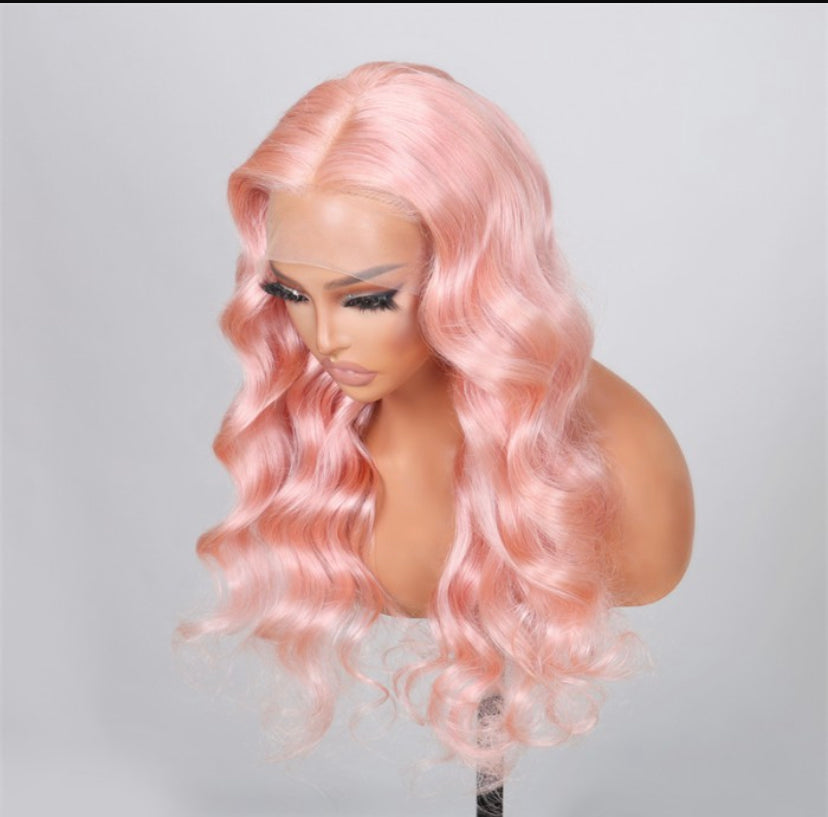 Lushlanes 13×4 Lace Front Pastel Pink Loose Wave Wig 180%