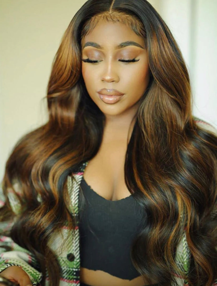 Lushlanes Brown Balayage Highlight 3Pcs Body Wave Human
Hair Bundles