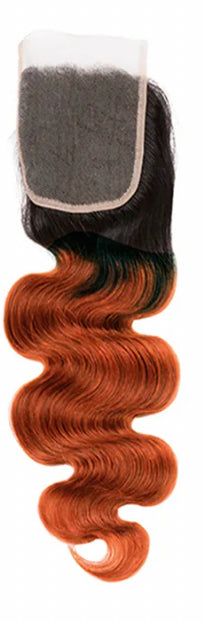 Lushlanes 1B/350 Orange Ombre Human Hair Body wave 3 Bundles With 4×4 Closure Free Part 2 Tone Ginger Hair Weave