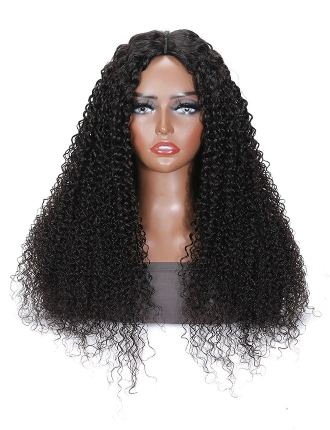 Lushlanes Magic Dry Straight & Wet Curly Wig 2 styles V part curly human hair wig black 150%