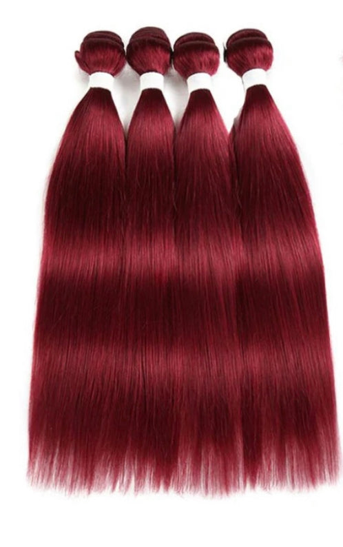 Lushlanes Red Bundles Color burg straight hair 4
Bundles With 13x4 Lace Frontal Pre Colored