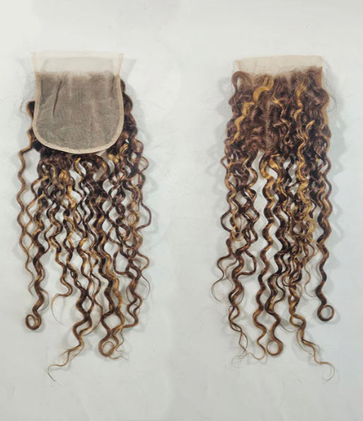 Lushlanes Highlight P4/27 Water Wave 3 Bundles With 4X4 Transparent Lace Closure Brazilian Hair