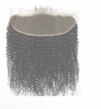 Lushlanes Peruvian Kinky Curly Hair 4 Bundles With 13x4 Frontal Curly Human Hair Transparent Lace closure