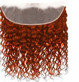 Lushlanes #350 Ginger Orange Water Wave 3 Bundles With 13x4 Transparent Lace Frontal