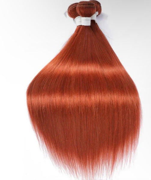 Lushlanes 350 cheveux raides couleur gingembre 4 paquets avec fermeture 4 × 4 LaceBrazilian 100% Extension de cheveux humains