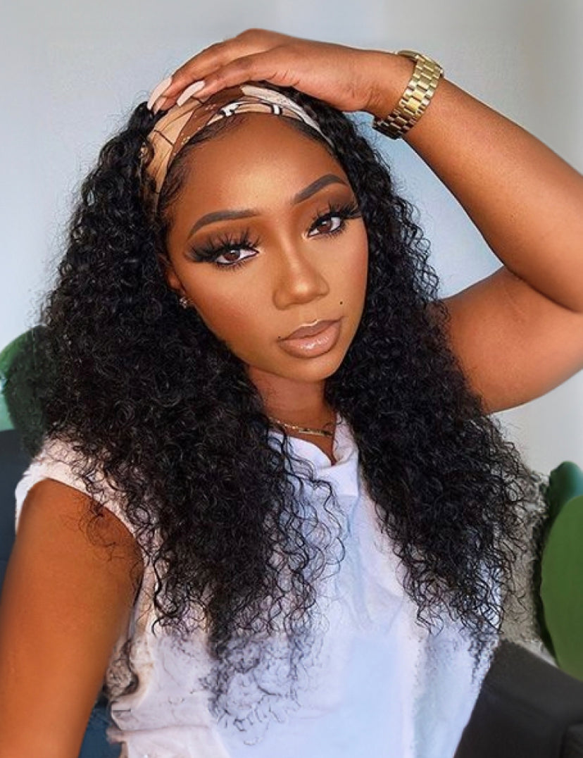 Lushlanes Hair Headband Scarf Hair Wig Curly Virgin Human Hair
Glueless Wigs No plucking wig for women Virgin Hair Non Lace
Front Wig
