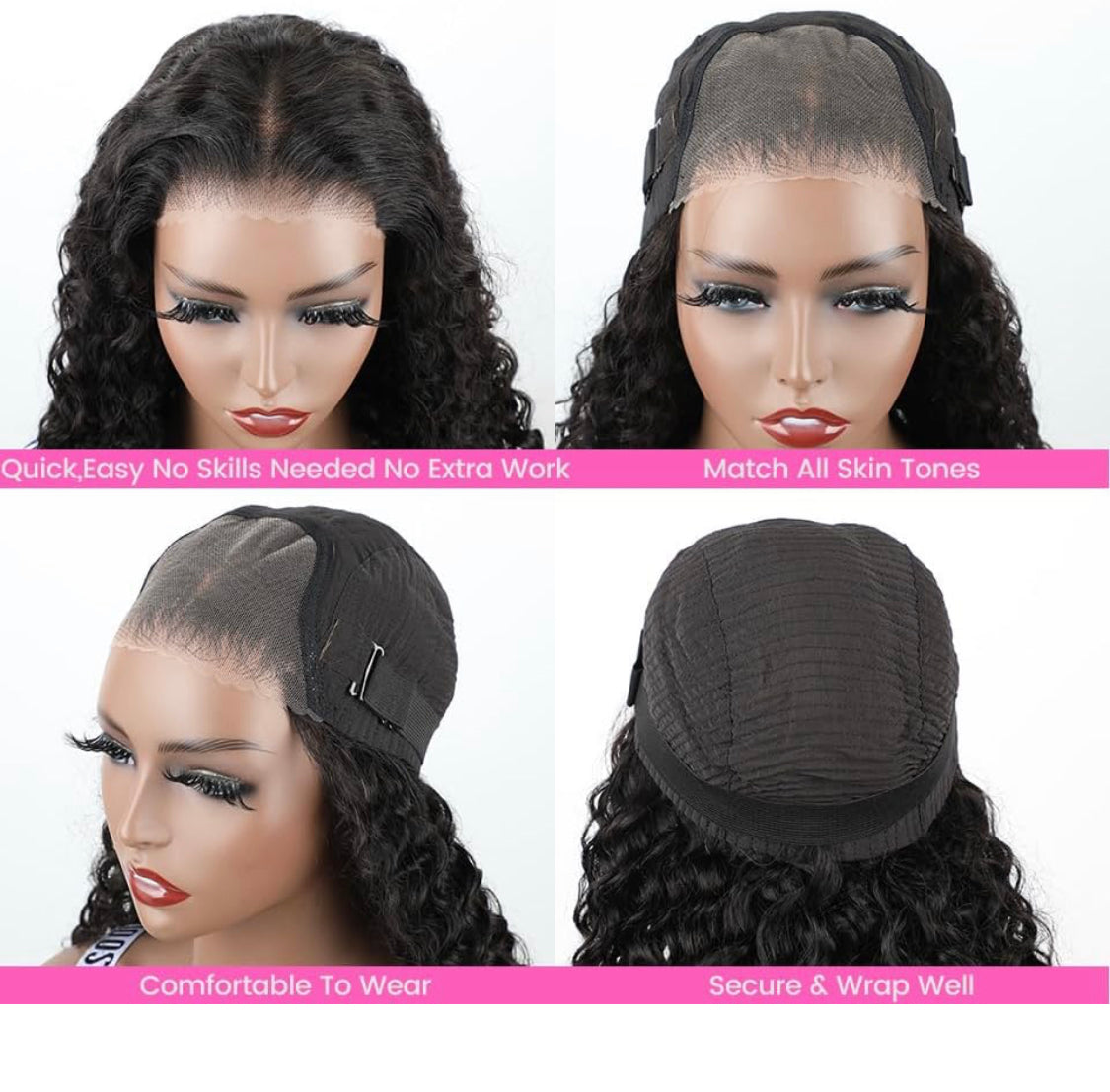 Lushlanes Bob Human Hair Wig Ready to Wear and Take Out Short Bob Lace Pre Cut Wig Afro Kinky Curly 4C Hair for Women Pre Plucked Natural Black Color