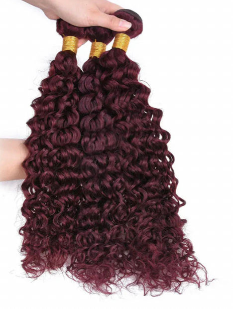 Lushlanes Red Bundles #99; Water Wave 3 Bundles with 13×4 Transparent Lace Frontal