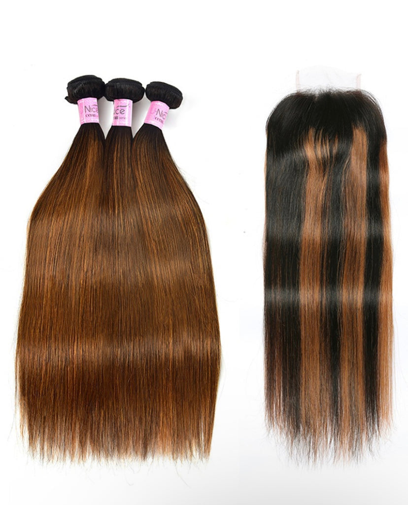 Lushlanes 4×4 Lace
Closure with 3 Bundles
Straight Hair Brown