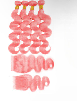 Lushlanes Body Wave 3
Bundles With 4×4 closure light Pink Colored