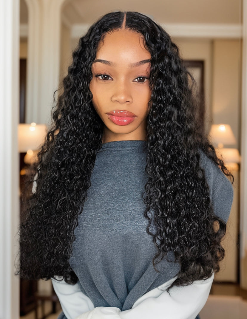 Lushlanes HD Lace 5×5 Closure Curly Glueless Wig with Bleached KnotsMatch All Skin Tones 180%