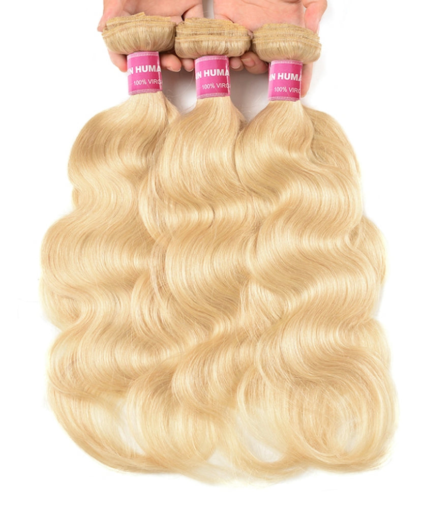 Lushlanes cheveux 3 pièces 613 blond vierge cheveux humains paquets corps
Cheveux ondulés