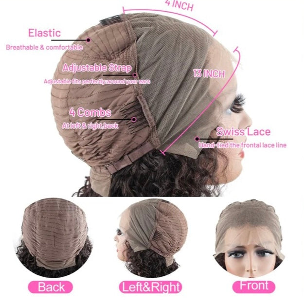 Lushlanes mettre en évidence Blonde courte BOB vague profonde dentelle avant perruque de cheveux humains pour les femmes noires