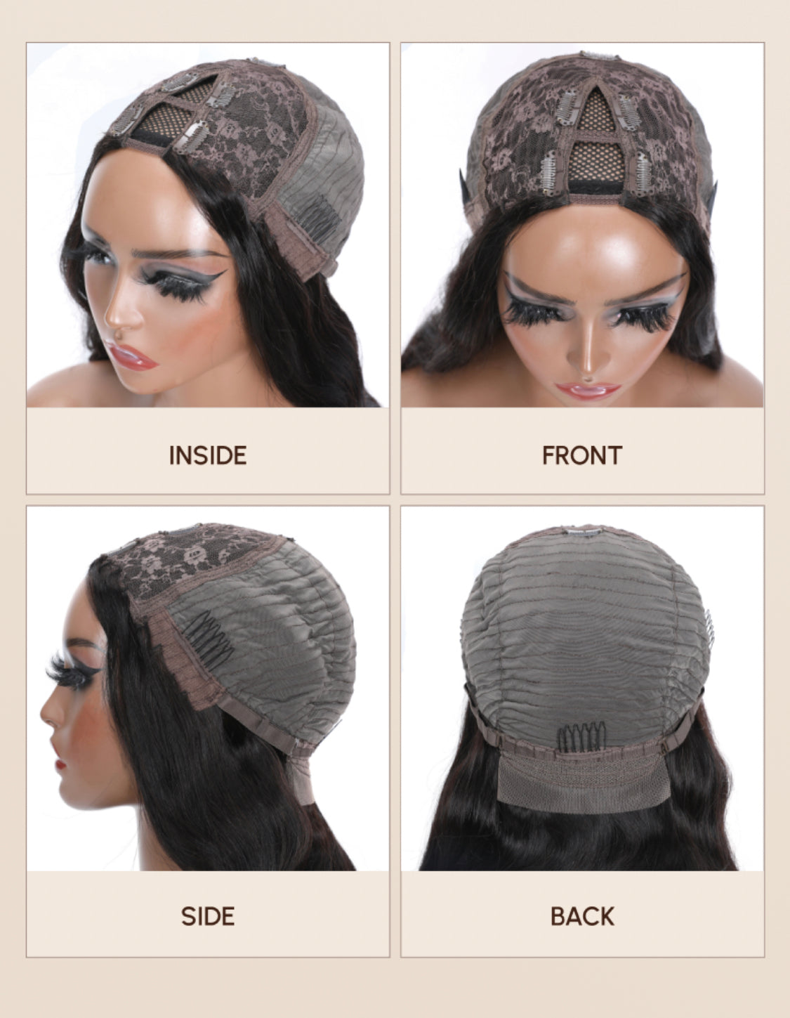 Lushlanes New U Part Kinky Straight Natural Black Glueless Wig 150%