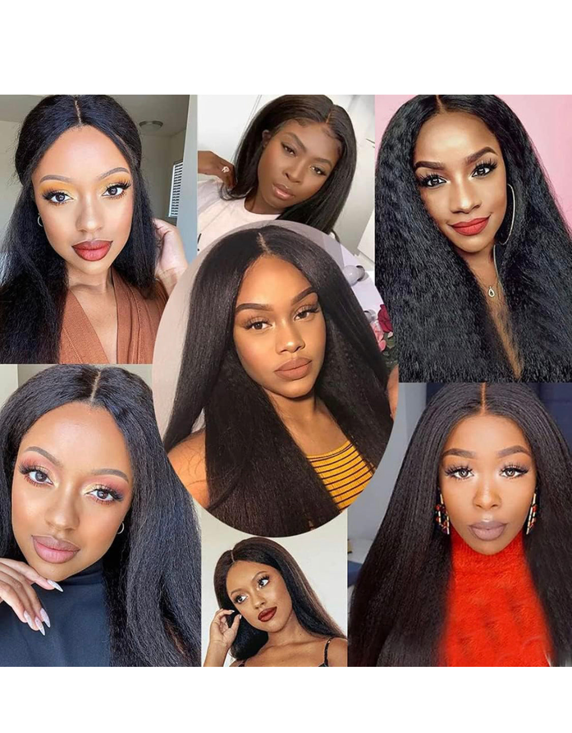 Lushlanes Straight Wigs for Black Women 13x4x1 T Part Wig Synthetic Glueless Lace Front Wigs Middle Part Kinky Afro Wigs Long Black Hair Transparent Lace Front Wig for Women Heat Resistant Fiber Natural Black Estilar Hair