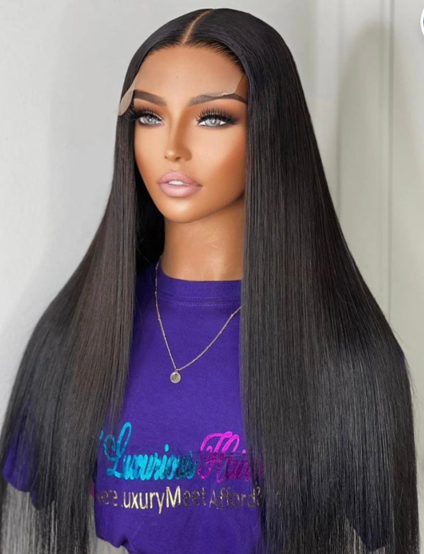 Lushlanes Glueless 4×4 Lace Closure WigStraight Human Hair Wigs LongStraight Hair Wigs 180%