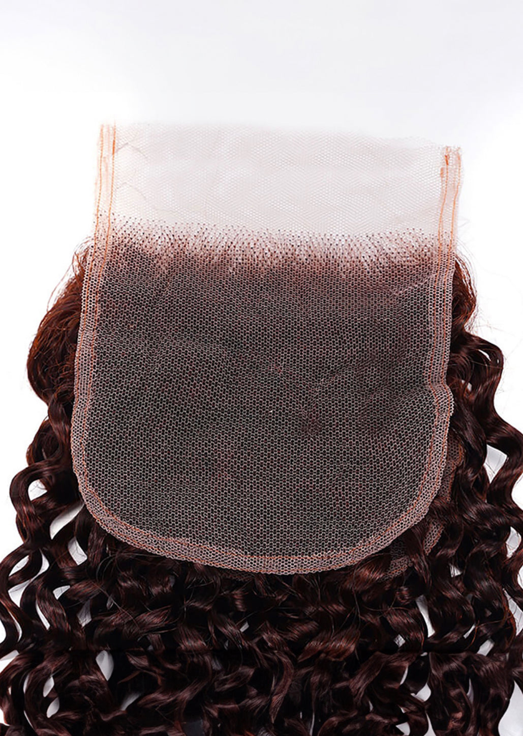 Lushlanes red brown Jerry Curl Remy human hair 4x4 free part closure