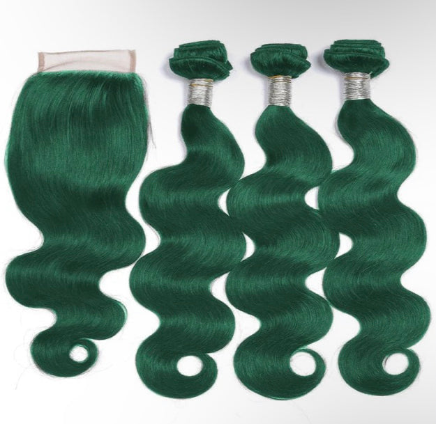 Lushlanes Dark Green Hair
Bundles Body Wave
Hair 3 Bundles with 4×4
HD Lace Closure Human
Hair Extensions