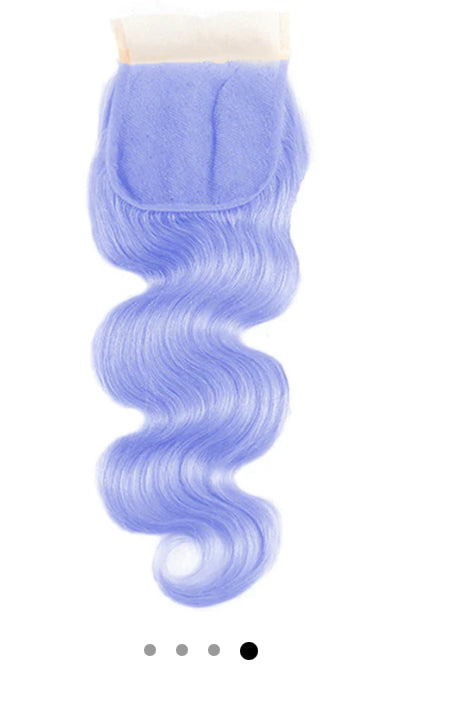 Lushlanes Light Violet Blue Body 3 Bundles With 4X4 Lace Closure Brazilian Human Hair